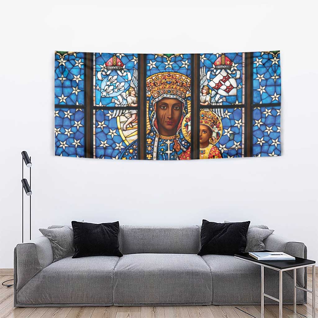 Polish Black Madonna of Czestochowa Tapestry Our Lady of Poland Stained Glass