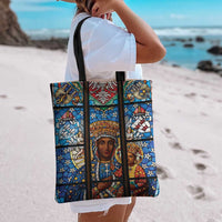 Polish Black Madonna of Czestochowa Tote Bag Our Lady of Poland Stained Glass
