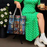 Polish Black Madonna of Czestochowa Tote Bag Our Lady of Poland Stained Glass