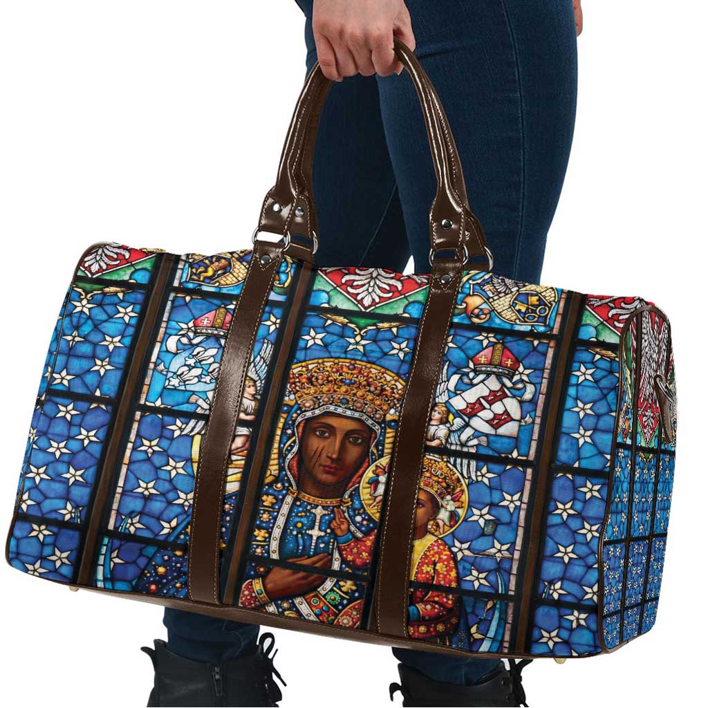 Polish Black Madonna of Czestochowa Travel Bag Our Lady of Poland Stained Glass