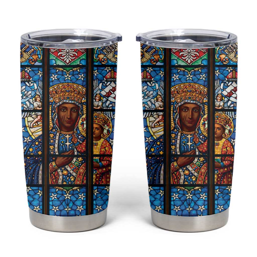 Polish Black Madonna of Czestochowa Tumbler Cup Our Lady of Poland Stained Glass