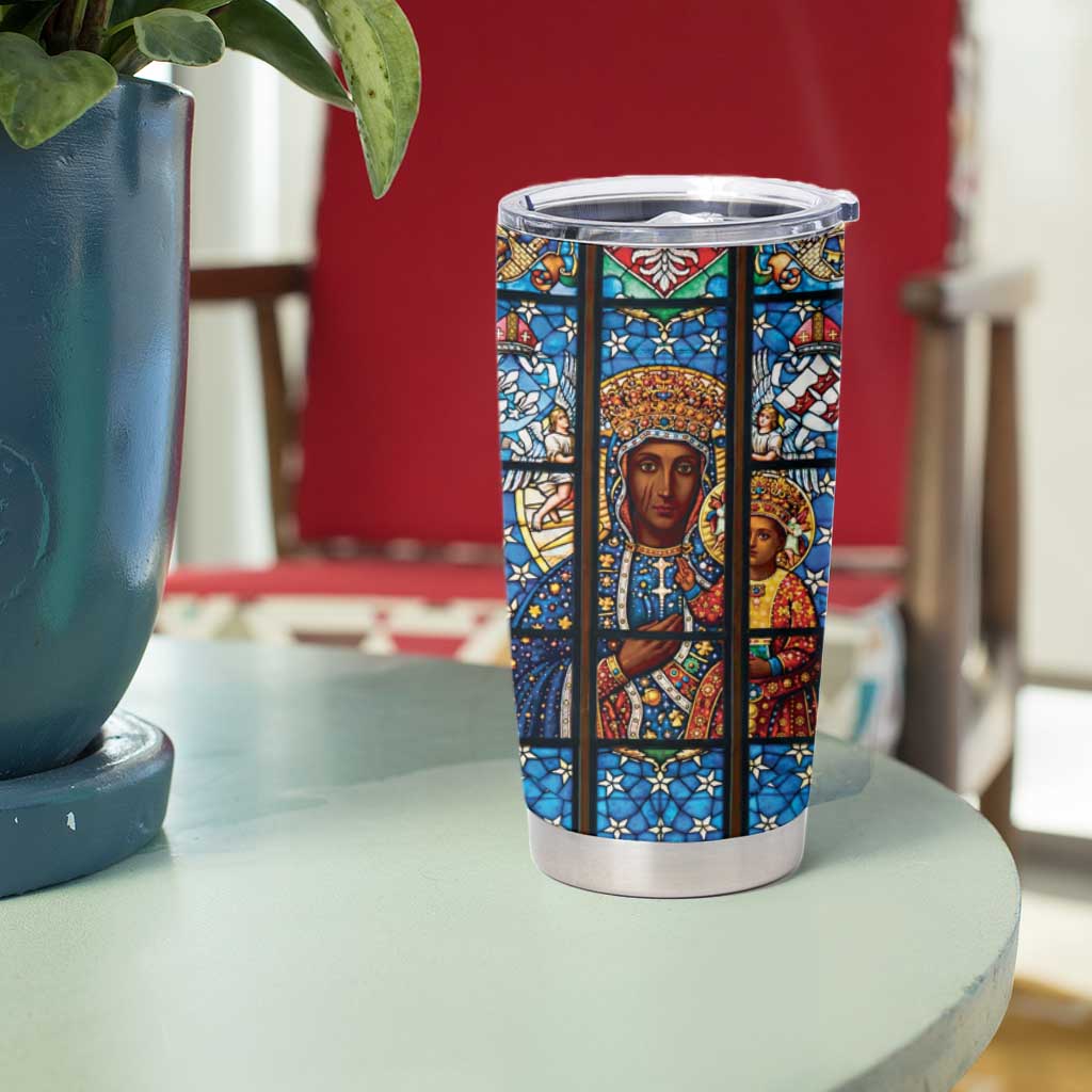 Polish Black Madonna of Czestochowa Tumbler Cup Our Lady of Poland Stained Glass