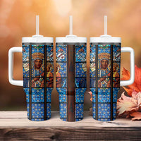 Polish Black Madonna of Czestochowa Tumbler With Handle Our Lady of Poland Stained Glass