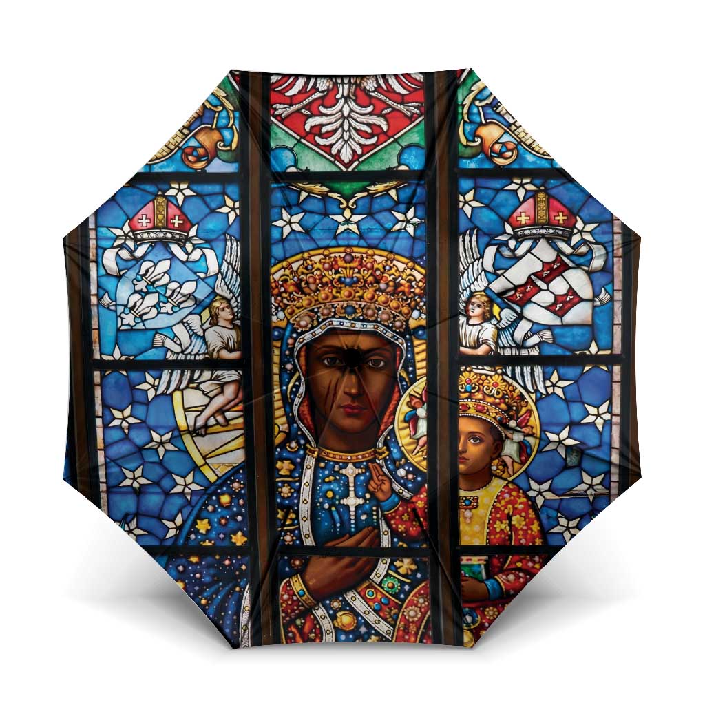 Polish Black Madonna of Czestochowa Umbrella Our Lady of Poland Stained Glass
