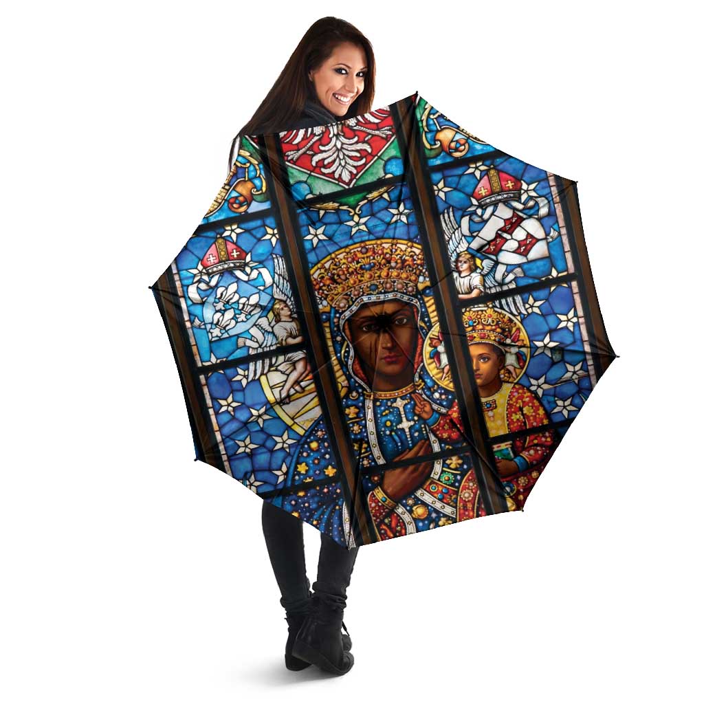 Polish Black Madonna of Czestochowa Umbrella Our Lady of Poland Stained Glass
