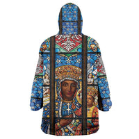 Polish Black Madonna of Czestochowa Wearable Blanket Hoodie Our Lady of Poland Stained Glass