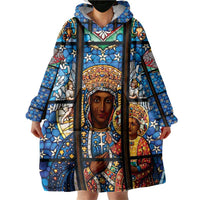 Polish Black Madonna of Czestochowa Wearable Blanket Hoodie Our Lady of Poland Stained Glass
