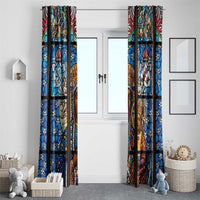 Polish Black Madonna of Czestochowa Window Curtain Our Lady of Poland Stained Glass