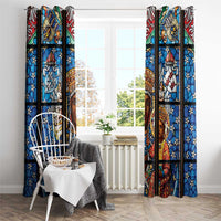 Polish Black Madonna of Czestochowa Window Curtain Our Lady of Poland Stained Glass