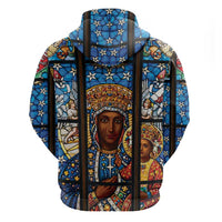 Polish Black Madonna of Czestochowa Zip Hoodie Our Lady of Poland Stained Glass