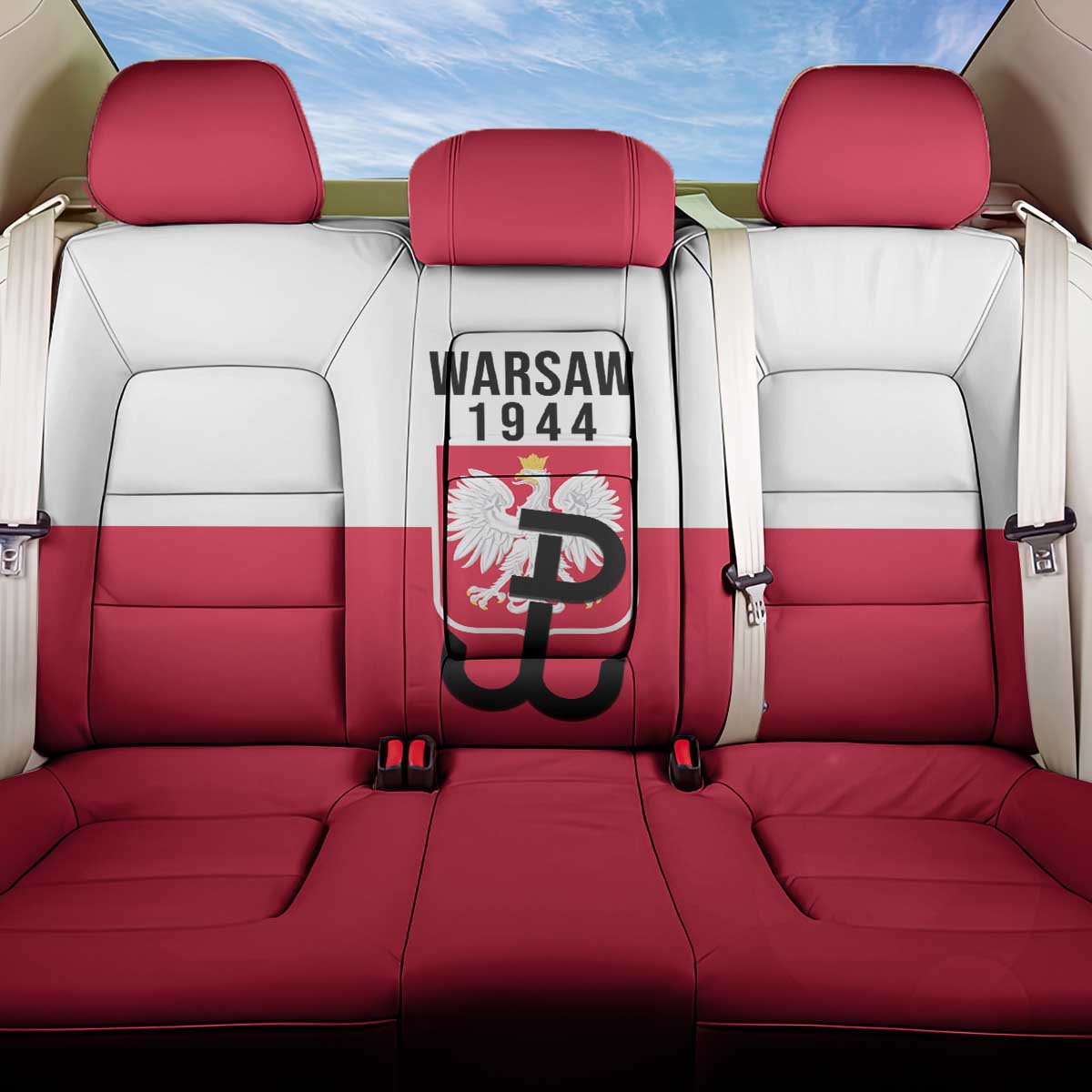 Warsaw Uprising 1944 Poland Back Car Seat Cover White Eagle Kotwica Bóg Honor Ojczyzna
