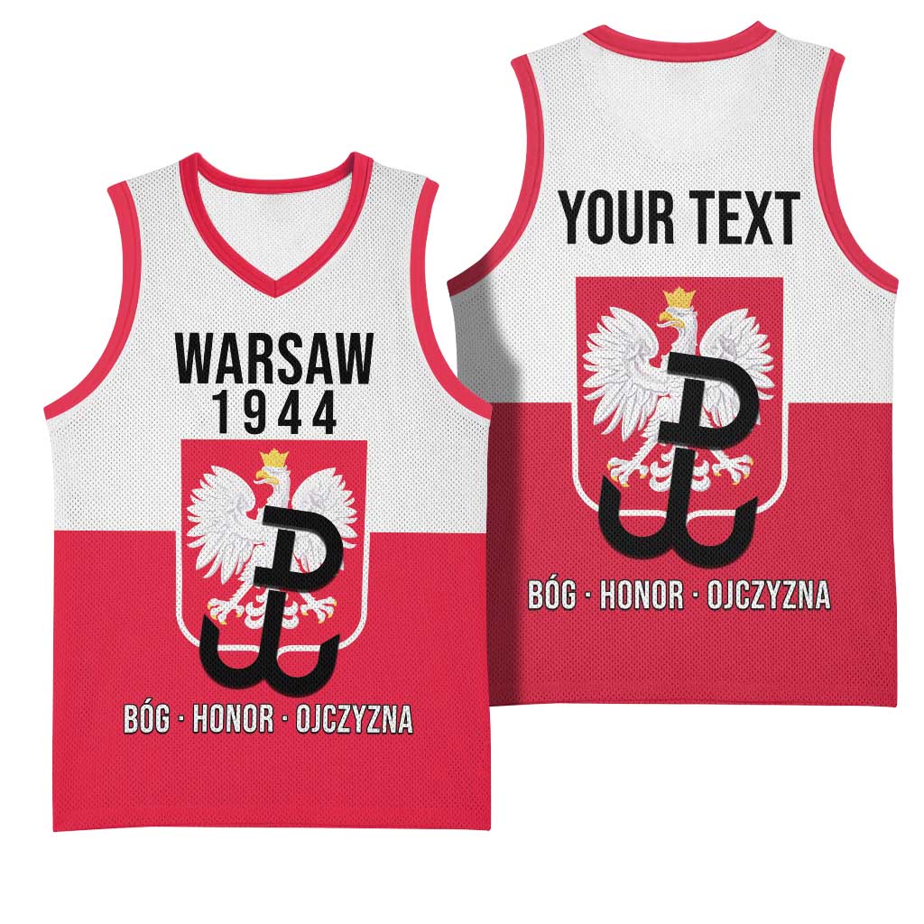 Personalized Warsaw Uprising 1944 Poland Basketball Jersey White Eagle Kotwica Bóg Honor Ojczyzna