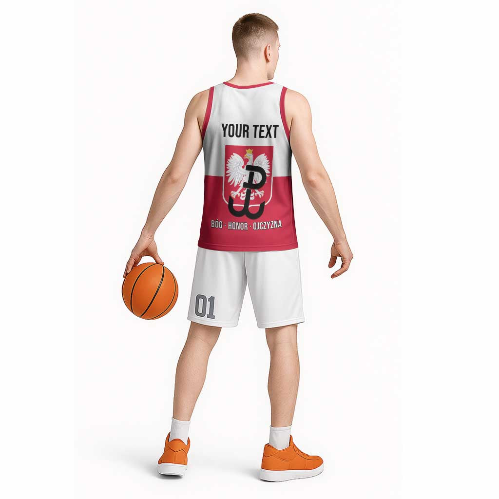 Personalized Warsaw Uprising 1944 Poland Basketball Jersey White Eagle Kotwica Bóg Honor Ojczyzna