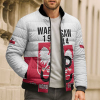Personalized Warsaw Uprising 1944 Poland Bomber Puffer Jacket White Eagle Kotwica Bóg Honor Ojczyzna