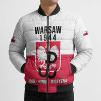 Personalized Warsaw Uprising 1944 Poland Bomber Puffer Jacket White Eagle Kotwica Bóg Honor Ojczyzna
