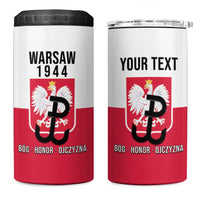 Personalized Warsaw Uprising 1944 Poland 4 in 1 Can Cooler Tumbler White Eagle Kotwica Bóg Honor Ojczyzna