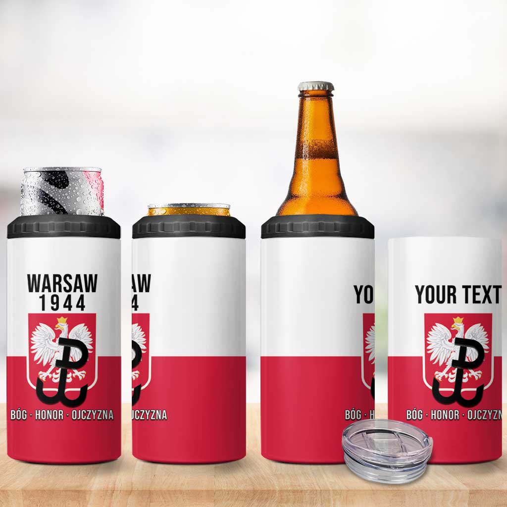 Personalized Warsaw Uprising 1944 Poland 4 in 1 Can Cooler Tumbler White Eagle Kotwica Bóg Honor Ojczyzna