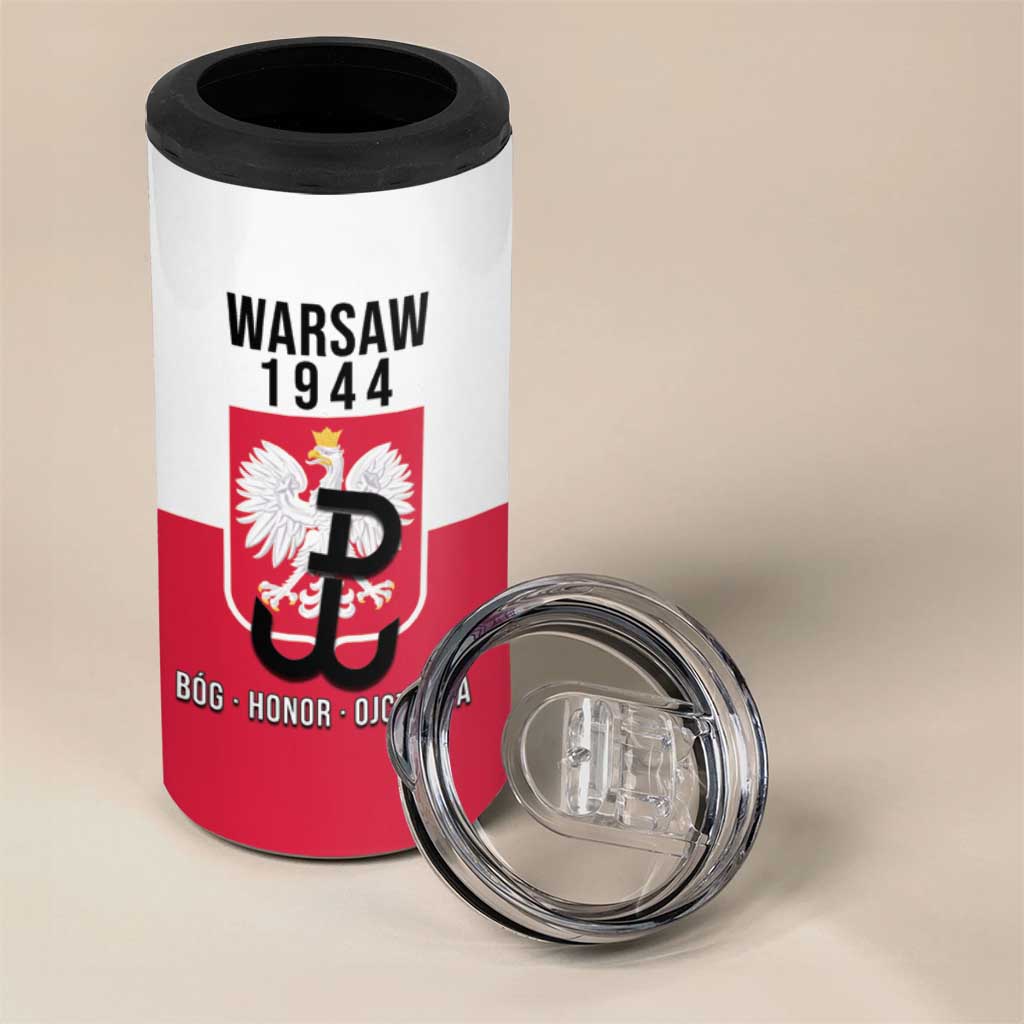 Personalized Warsaw Uprising 1944 Poland 4 in 1 Can Cooler Tumbler White Eagle Kotwica Bóg Honor Ojczyzna