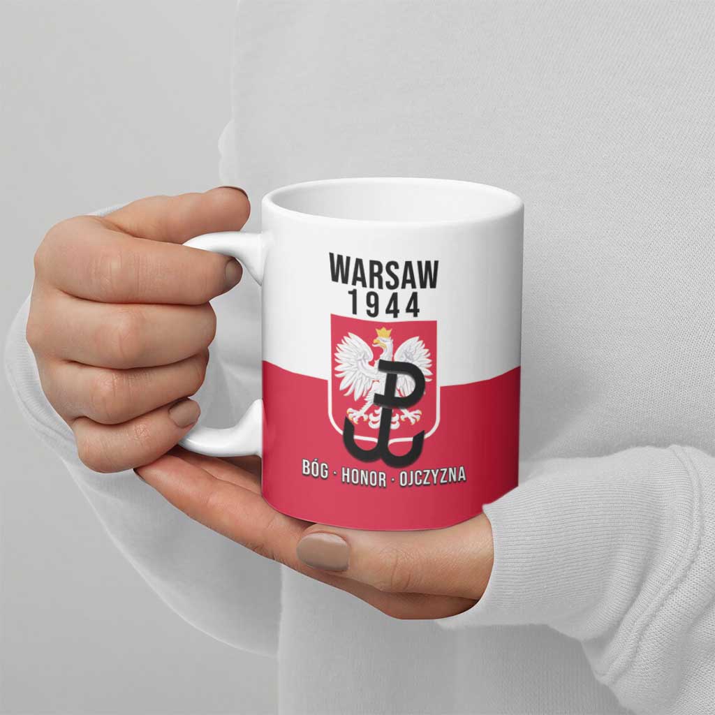 Personalized Warsaw Uprising 1944 Poland Ceramic Mug White Eagle Kotwica Bóg Honor Ojczyzna
