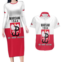 Personalized Warsaw Uprising 1944 Poland Couples Matching Long Sleeve Bodycon Dress and Hawaiian Shirt White Eagle Kotwica Bóg Honor Ojczyzna