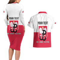 Personalized Warsaw Uprising 1944 Poland Couples Matching Long Sleeve Bodycon Dress and Hawaiian Shirt White Eagle Kotwica Bóg Honor Ojczyzna