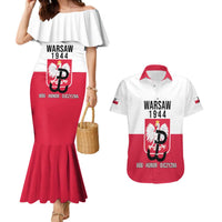 Personalized Warsaw Uprising 1944 Poland Couples Matching Mermaid Dress and Hawaiian Shirt White Eagle Kotwica Bóg Honor Ojczyzna