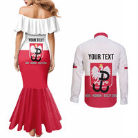 Personalized Warsaw Uprising 1944 Poland Couples Matching Mermaid Dress and Long Sleeve Button Shirt White Eagle Kotwica Bóg Honor Ojczyzna