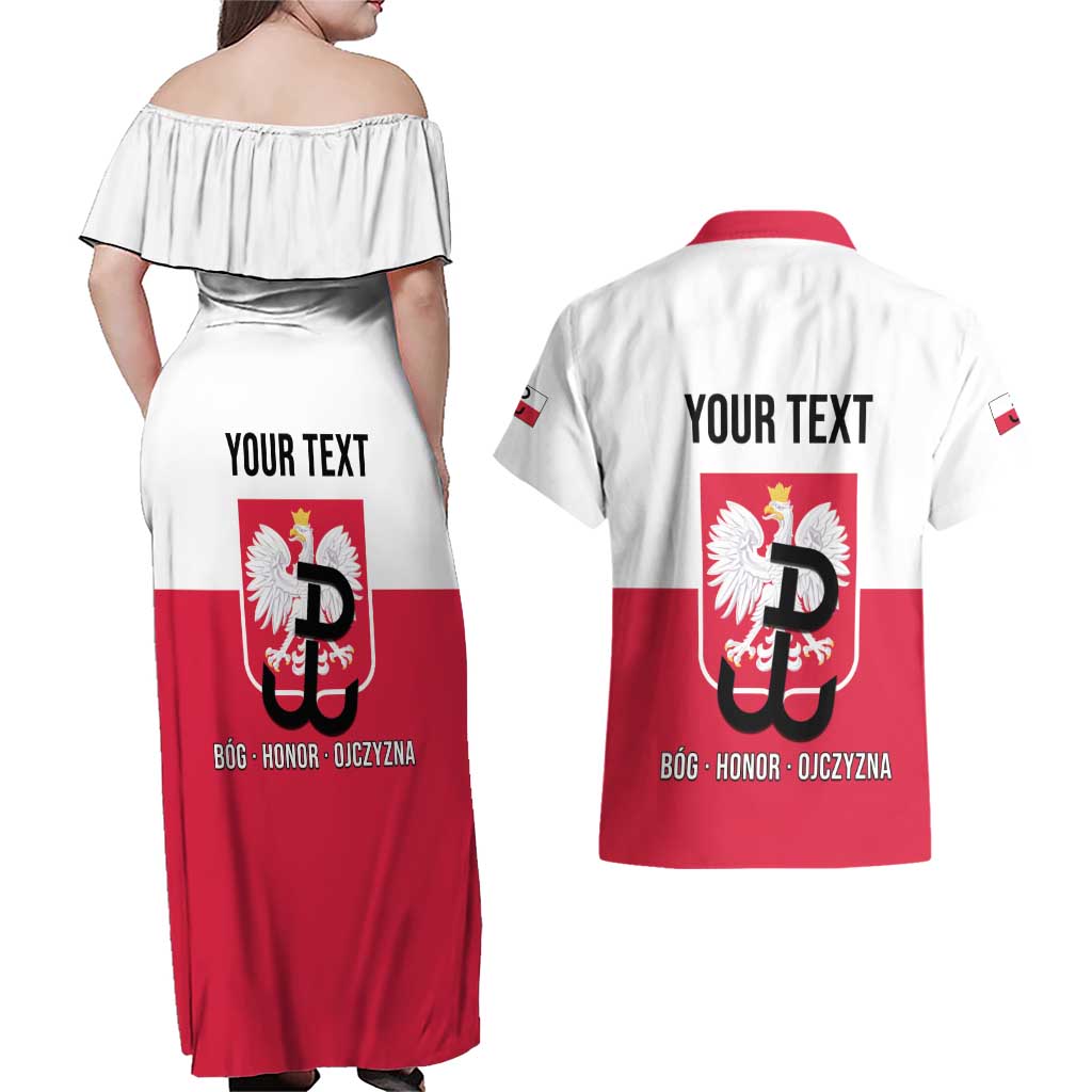 Personalized Warsaw Uprising 1944 Poland Couples Matching Off Shoulder Maxi Dress and Hawaiian Shirt White Eagle Kotwica Bóg Honor Ojczyzna