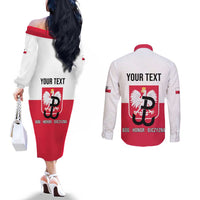 Personalized Warsaw Uprising 1944 Poland Couples Matching Off The Shoulder Long Sleeve Dress and Long Sleeve Button Shirt White Eagle Kotwica Bóg Honor Ojczyzna