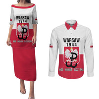 Personalized Warsaw Uprising 1944 Poland Couples Matching Puletasi and Long Sleeve Button Shirt White Eagle Kotwica Bóg Honor Ojczyzna