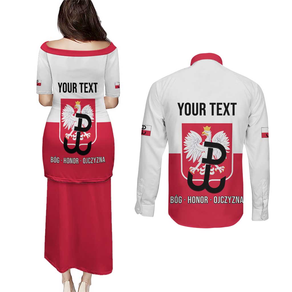 Personalized Warsaw Uprising 1944 Poland Couples Matching Puletasi and Long Sleeve Button Shirt White Eagle Kotwica Bóg Honor Ojczyzna