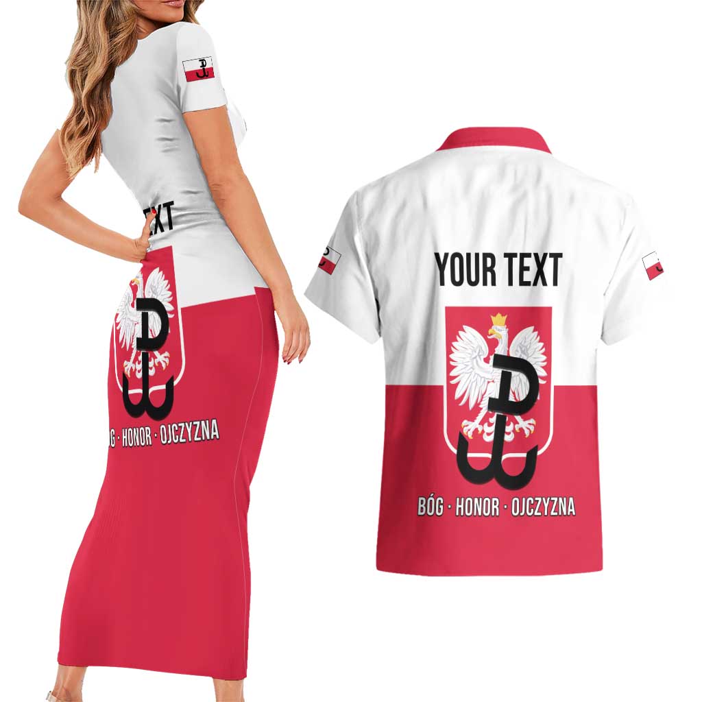 Personalized Warsaw Uprising 1944 Poland Couples Matching Short Sleeve Bodycon Dress and Hawaiian Shirt White Eagle Kotwica Bóg Honor Ojczyzna