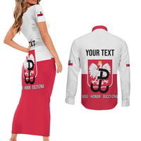 Personalized Warsaw Uprising 1944 Poland Couples Matching Short Sleeve Bodycon Dress and Long Sleeve Button Shirt White Eagle Kotwica Bóg Honor Ojczyzna