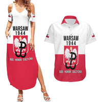 Personalized Warsaw Uprising 1944 Poland Couples Matching Summer Maxi Dress and Hawaiian Shirt White Eagle Kotwica Bóg Honor Ojczyzna