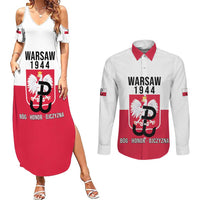 Personalized Warsaw Uprising 1944 Poland Couples Matching Summer Maxi Dress and Long Sleeve Button Shirt White Eagle Kotwica Bóg Honor Ojczyzna