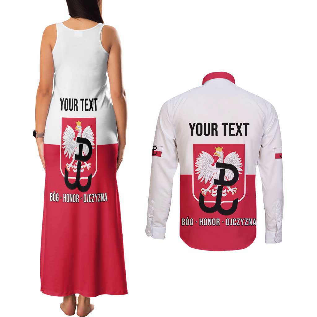 Personalized Warsaw Uprising 1944 Poland Couples Matching Tank Maxi Dress and Long Sleeve Button Shirt White Eagle Kotwica Bóg Honor Ojczyzna