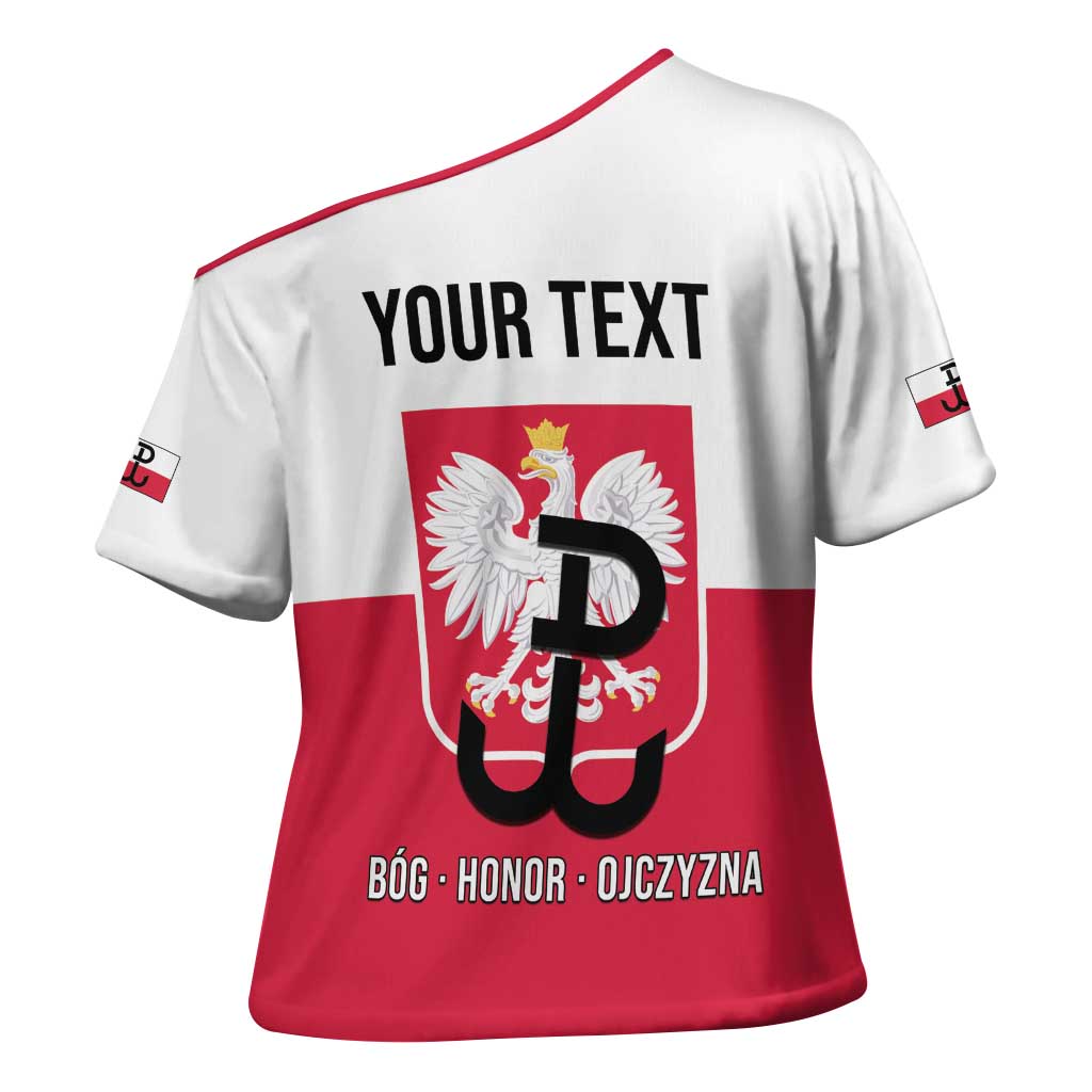 Personalized Warsaw Uprising 1944 Poland Cross Shoulder Shirt White Eagle Kotwica Bóg Honor Ojczyzna