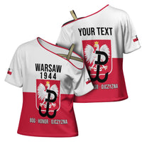 Personalized Warsaw Uprising 1944 Poland Cross Shoulder Shirt White Eagle Kotwica Bóg Honor Ojczyzna