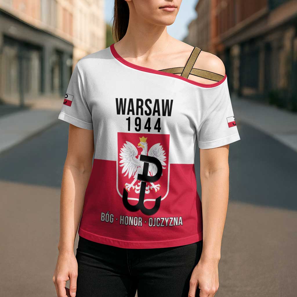 Personalized Warsaw Uprising 1944 Poland Cross Shoulder Shirt White Eagle Kotwica Bóg Honor Ojczyzna