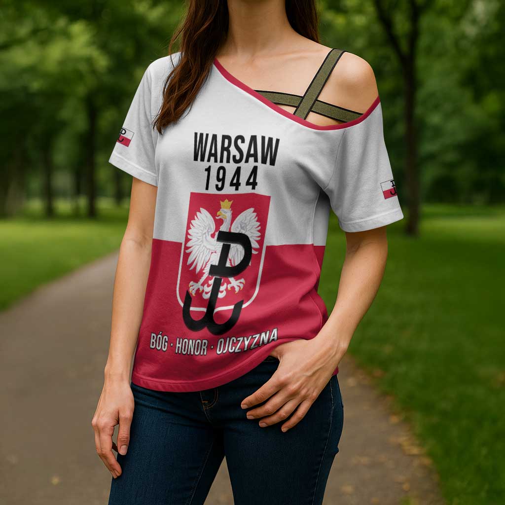 Personalized Warsaw Uprising 1944 Poland Cross Shoulder Shirt White Eagle Kotwica Bóg Honor Ojczyzna