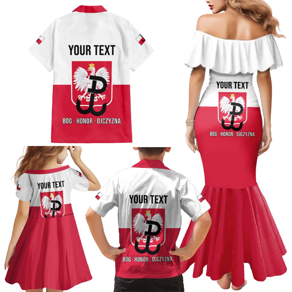 Personalized Warsaw Uprising 1944 Poland Family Matching Mermaid Dress and Hawaiian Shirt White Eagle Kotwica Bóg Honor Ojczyzna