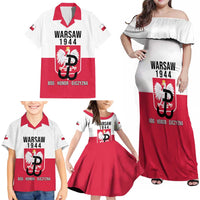 Personalized Warsaw Uprising 1944 Poland Family Matching Off Shoulder Maxi Dress and Hawaiian Shirt White Eagle Kotwica Bóg Honor Ojczyzna
