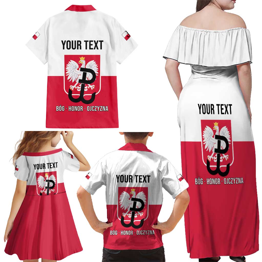 Personalized Warsaw Uprising 1944 Poland Family Matching Off Shoulder Maxi Dress and Hawaiian Shirt White Eagle Kotwica Bóg Honor Ojczyzna