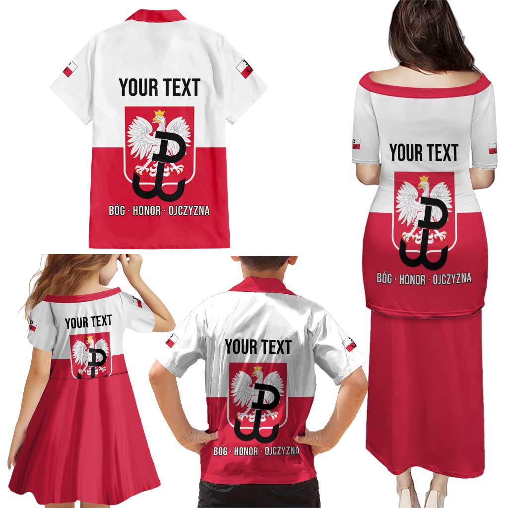 Personalized Warsaw Uprising 1944 Poland Family Matching Puletasi and Hawaiian Shirt White Eagle Kotwica Bóg Honor Ojczyzna