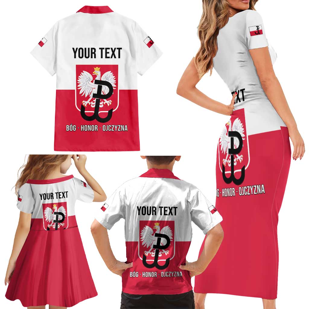 Personalized Warsaw Uprising 1944 Poland Family Matching Short Sleeve Bodycon Dress and Hawaiian Shirt White Eagle Kotwica Bóg Honor Ojczyzna