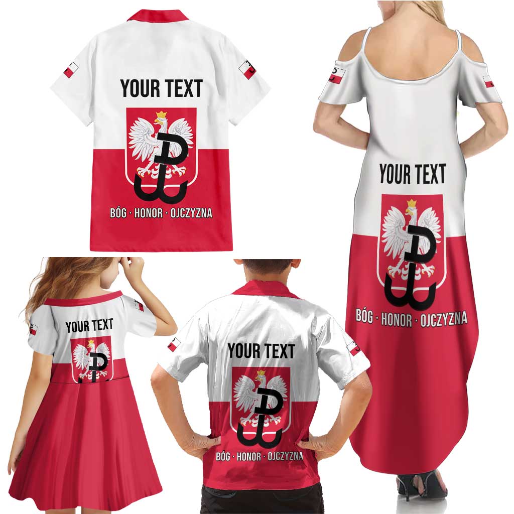 Personalized Warsaw Uprising 1944 Poland Family Matching Summer Maxi Dress and Hawaiian Shirt White Eagle Kotwica Bóg Honor Ojczyzna