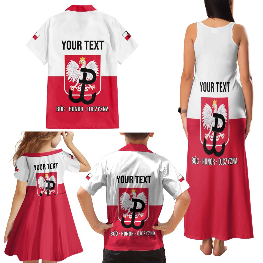 Personalized Warsaw Uprising 1944 Poland Family Matching Tank Maxi Dress and Hawaiian Shirt White Eagle Kotwica Bóg Honor Ojczyzna