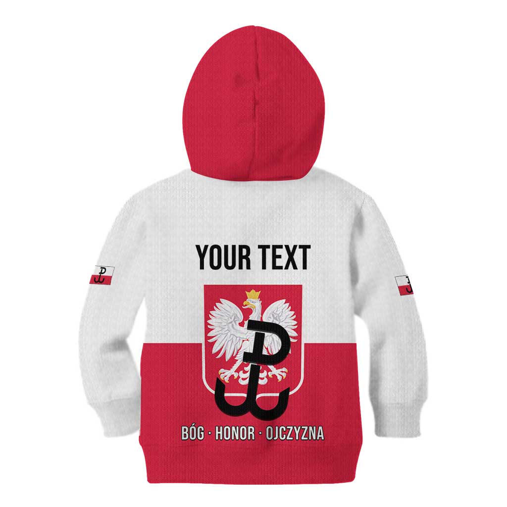 Personalized Warsaw Uprising 1944 Poland Kid Hoodie White Eagle Kotwica Bóg Honor Ojczyzna