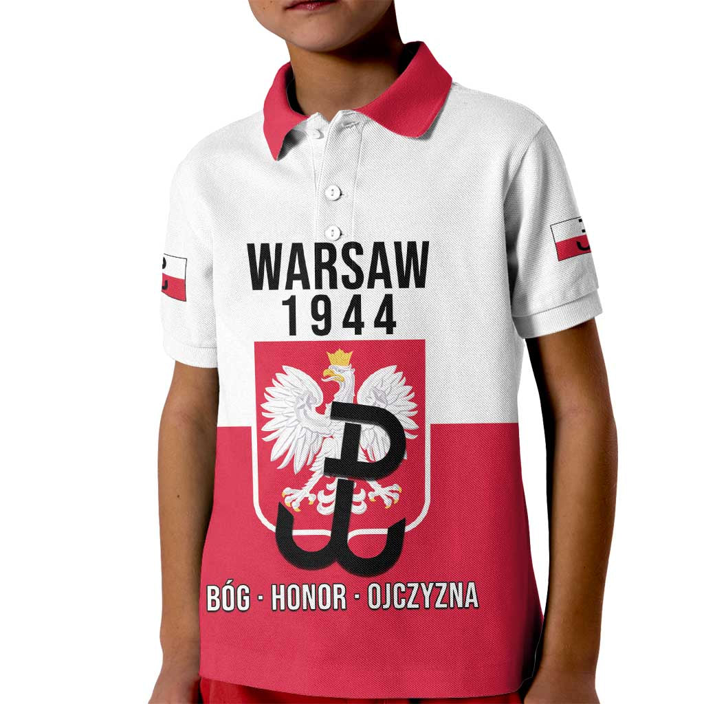 Personalized Warsaw Uprising 1944 Poland Kid Polo Shirt White Eagle Kotwica Bóg Honor Ojczyzna