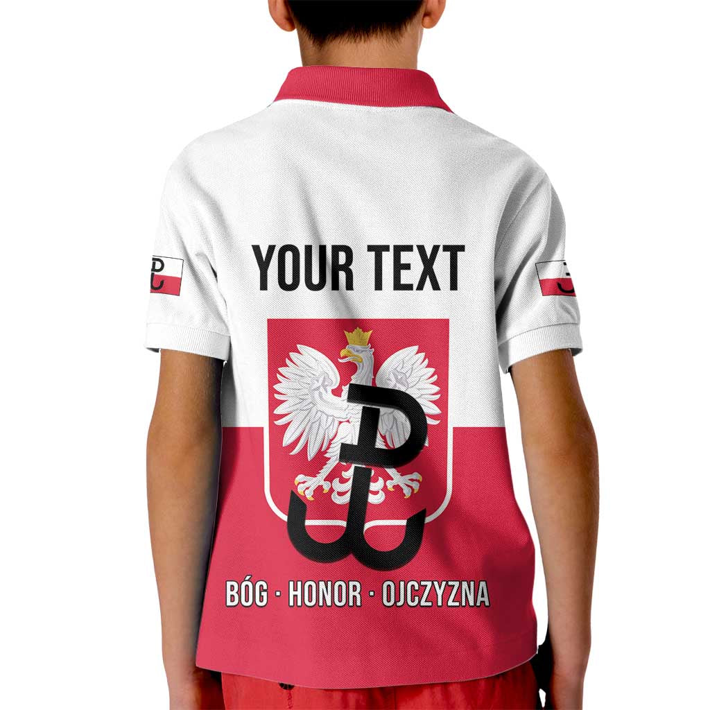 Personalized Warsaw Uprising 1944 Poland Kid Polo Shirt White Eagle Kotwica Bóg Honor Ojczyzna